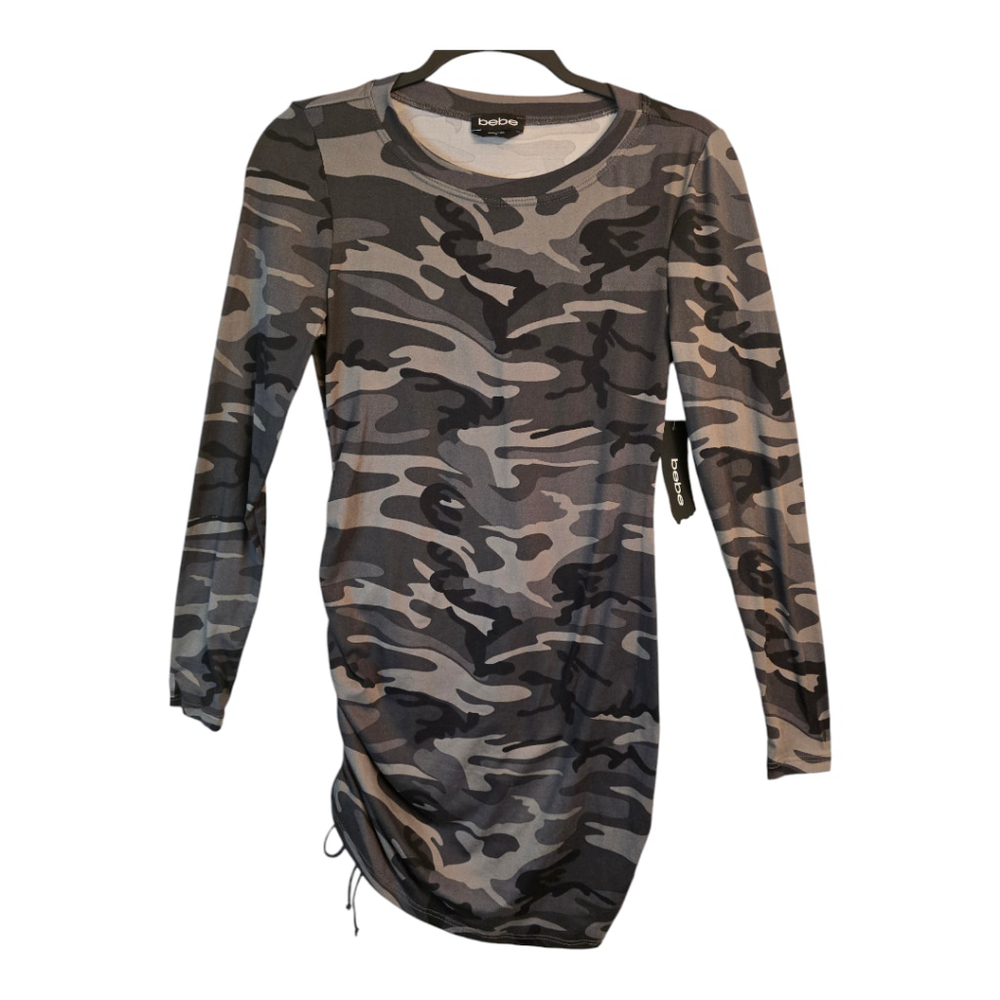 Women's bebe Dress, Black & Gray Camo, Size S